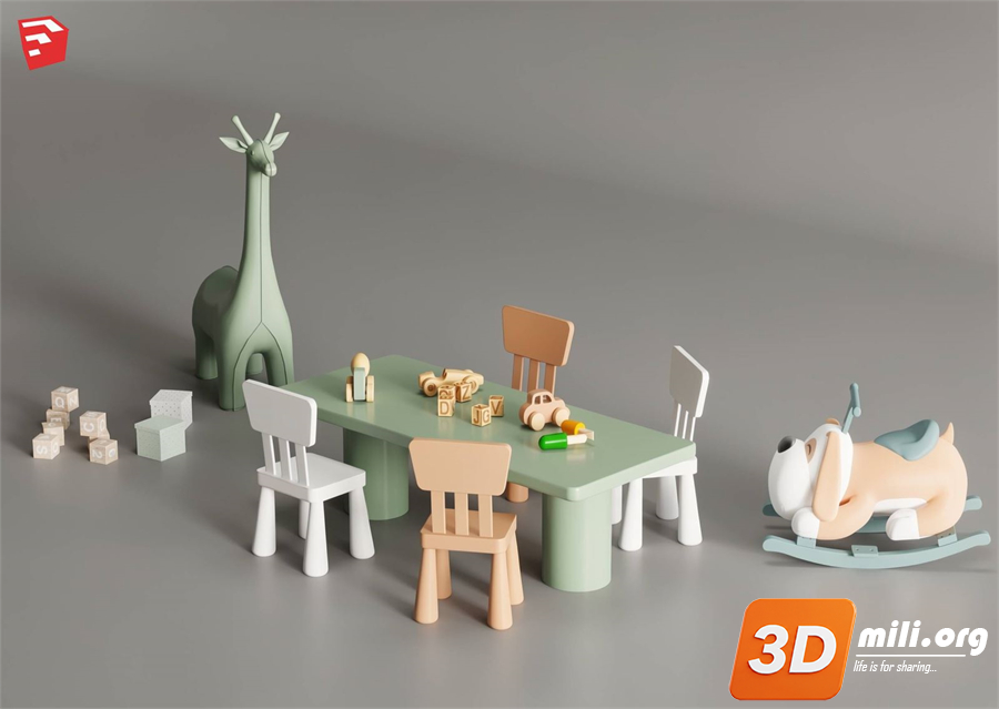 Kid's table and chairs Skp Files 